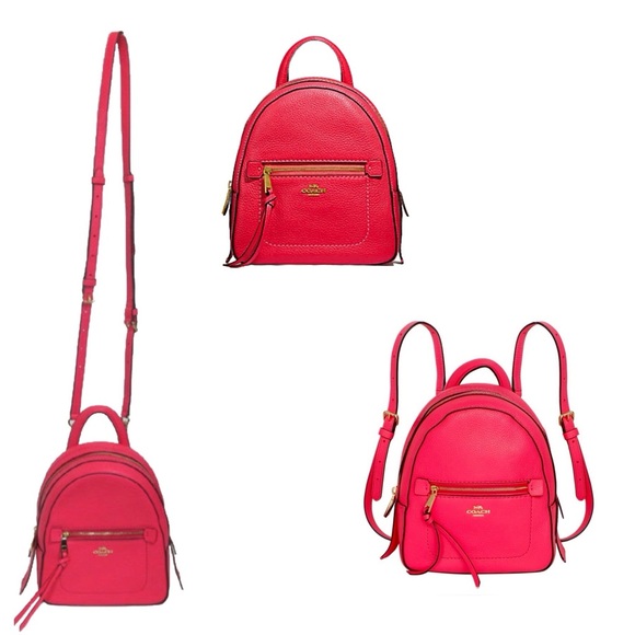 Coach Andi Convertible Leather Backpack Crossbody in Bright Magenta Pink - Picture 7 of 14